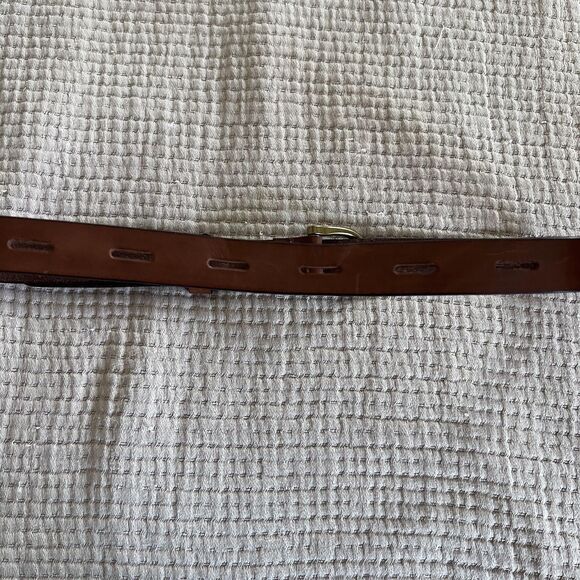 Madewell Belt Womens Small Brown Genuine Italian Leather Brass Buckle Classic - Picture 5 of 11